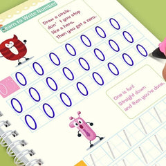 Kids Magic Practice Book Set of 4 | Handwriting Learning Copybook for Home & School with 10 Refill Pens